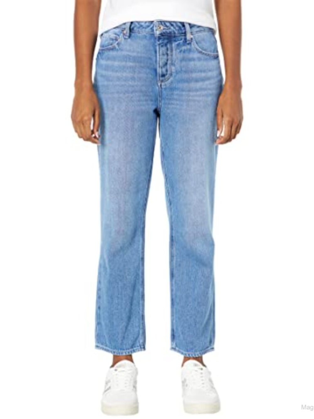 PAIGE Noella High Rise Straight Leg Jeans Relaxed Fit Cotton Lyocell